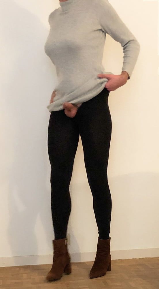 Tight knitted dress with pantyhose #5