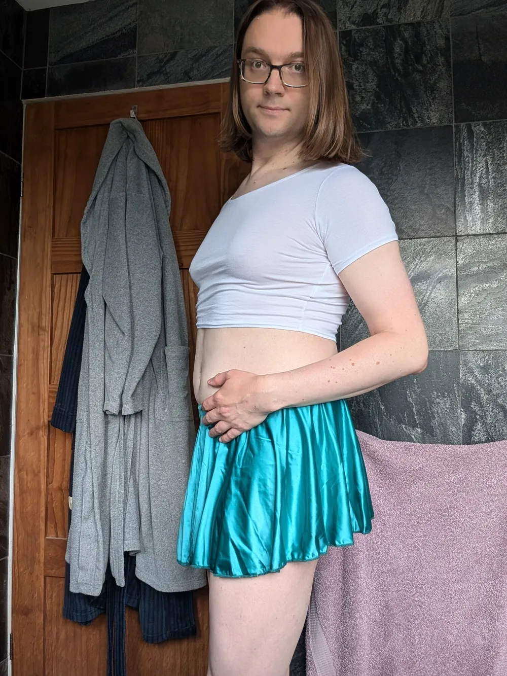 Sissy Crossdresser In Crop Top and Skirt #4