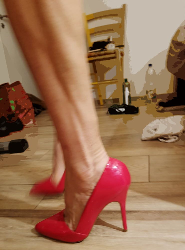 Long legs and Buffalo pink high heels #3