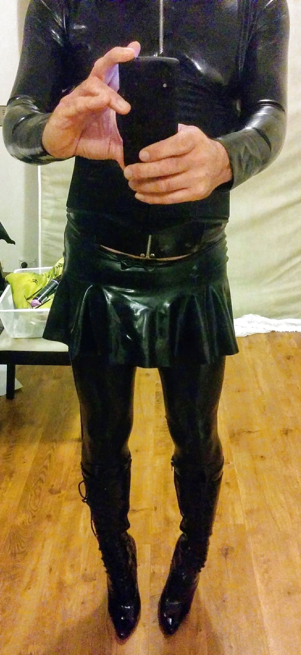 Black full latex, Fetish spikey boots #2