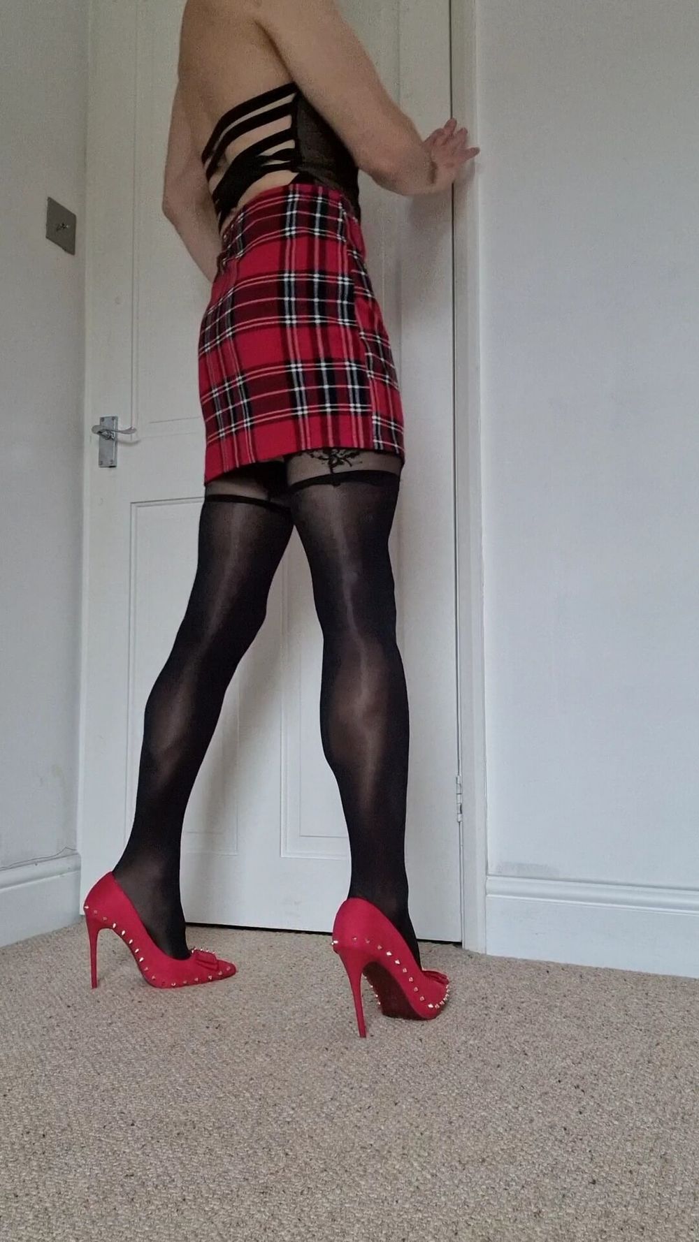 Fun dressing up in sexy nylon stockings and high heels #3