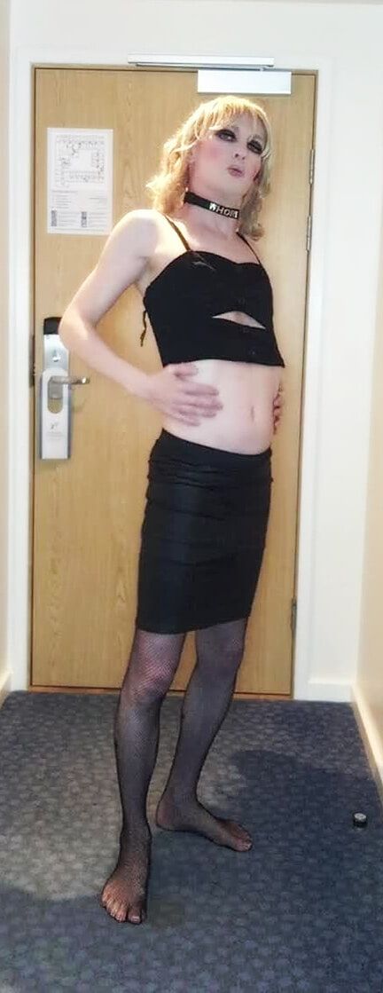 Sissy Crossdresser In Black Slut Outfit Posing  #33