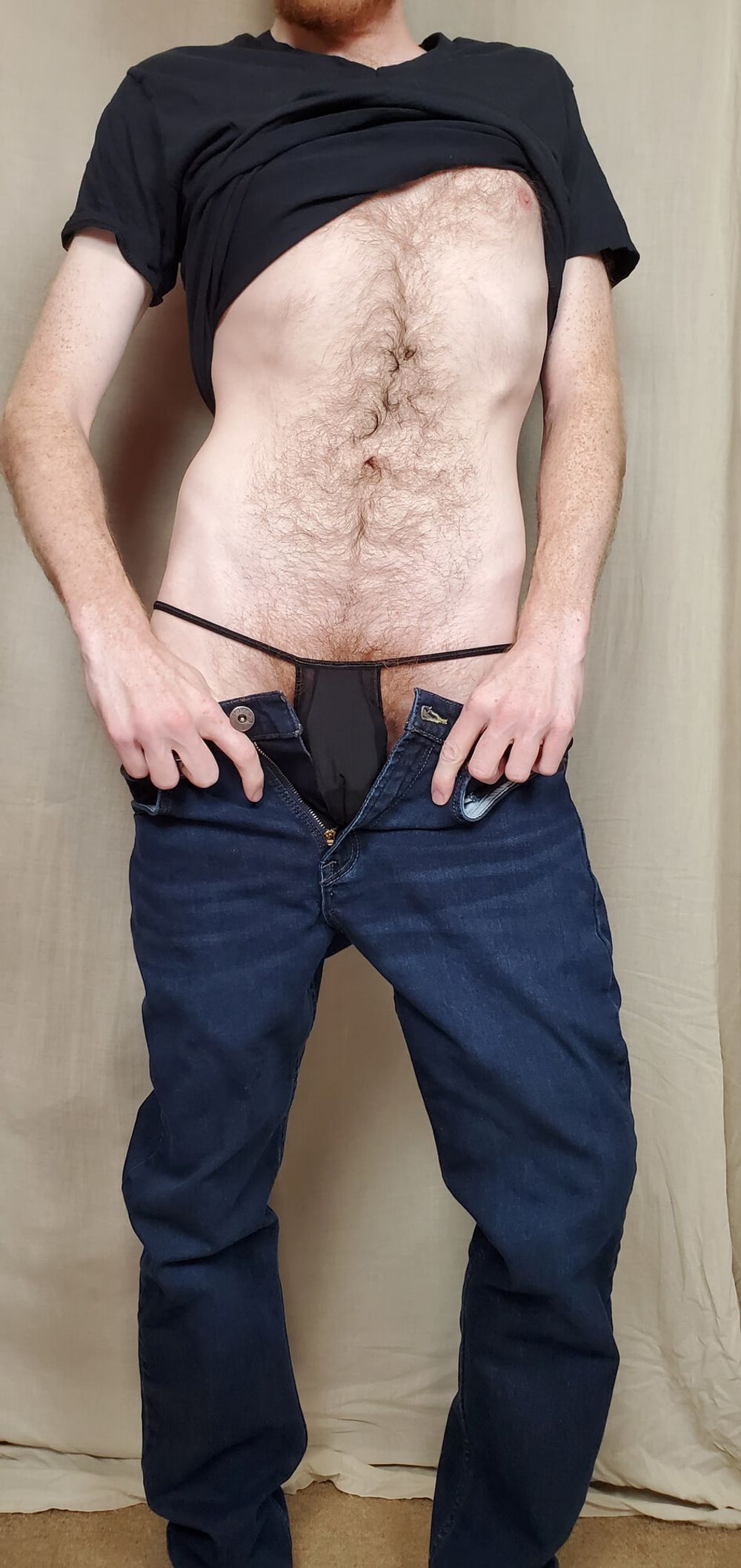 Me Teasing in Jeans and a G-String Going Nude With My Cock #15