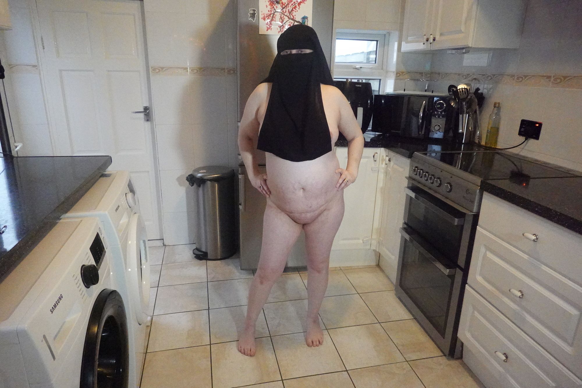 Naked in Niqab and white Knee Boots #25