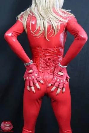     alessia travestita red latex and corset         