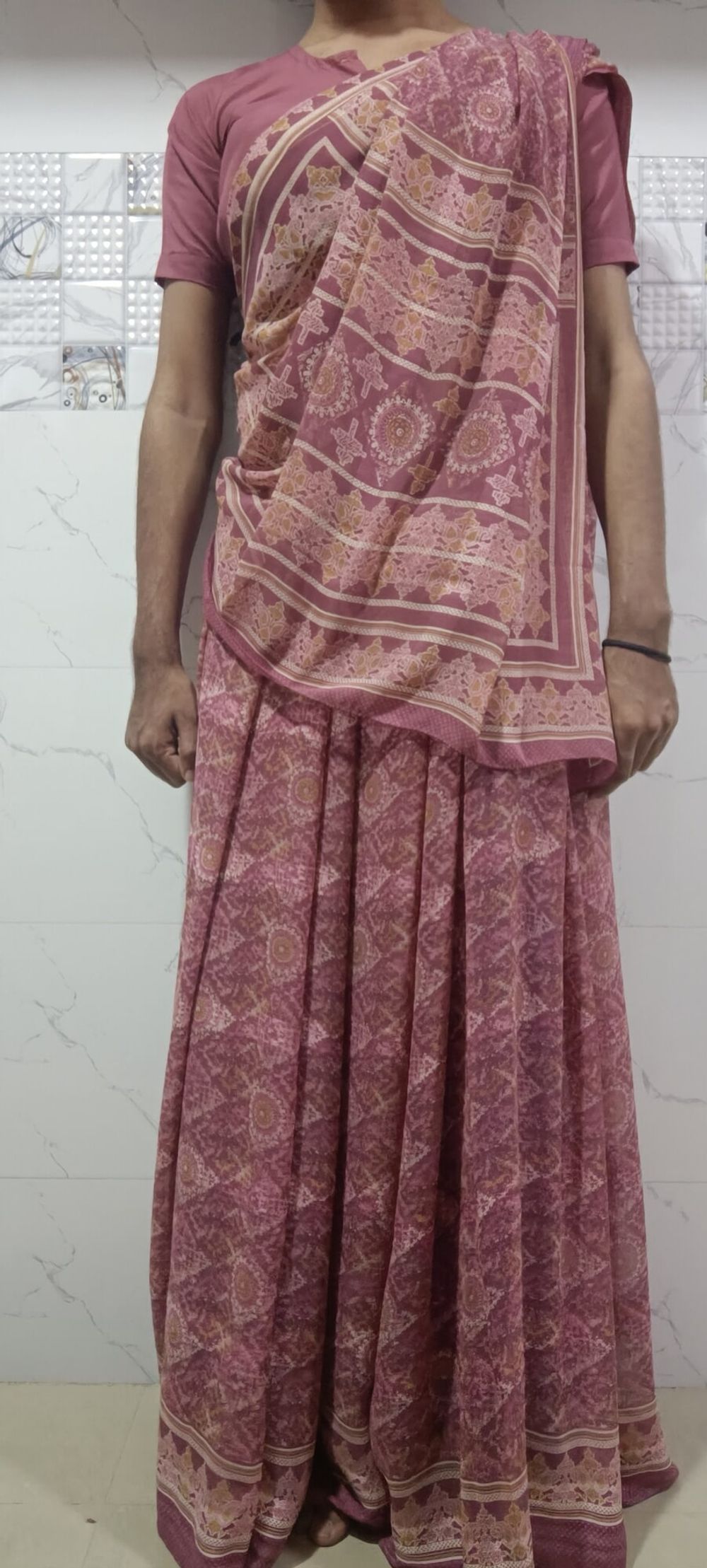 Wear skin colour saree #14