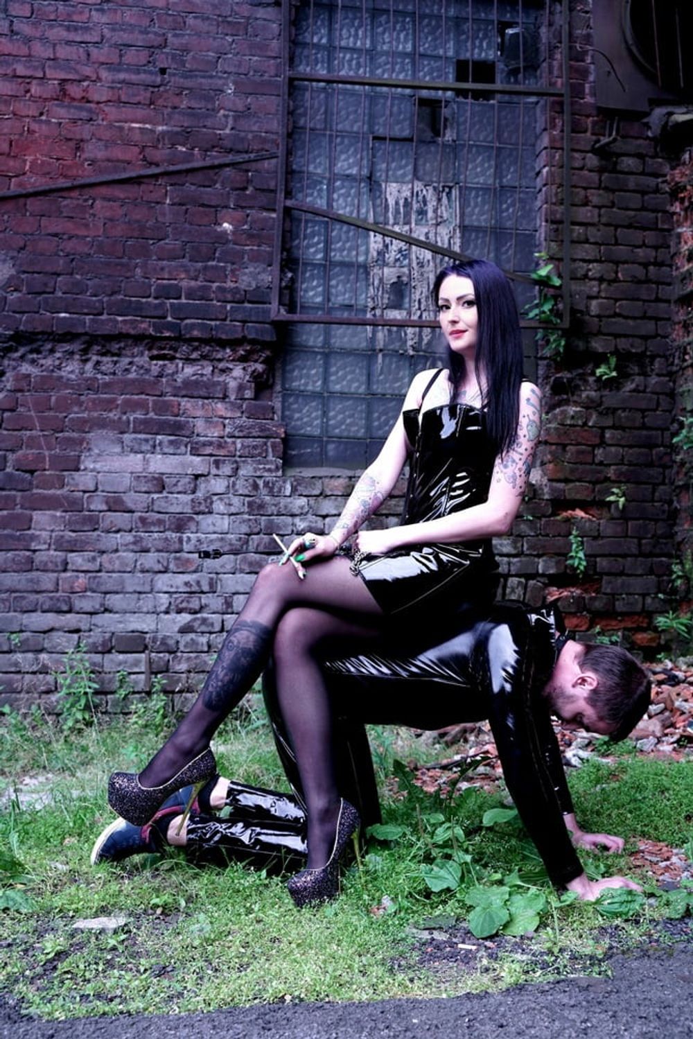 Dominatrix Nika on a walk with her slave. #10