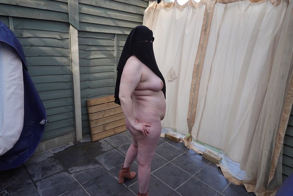 Nude in Niqab in ankle boots #16