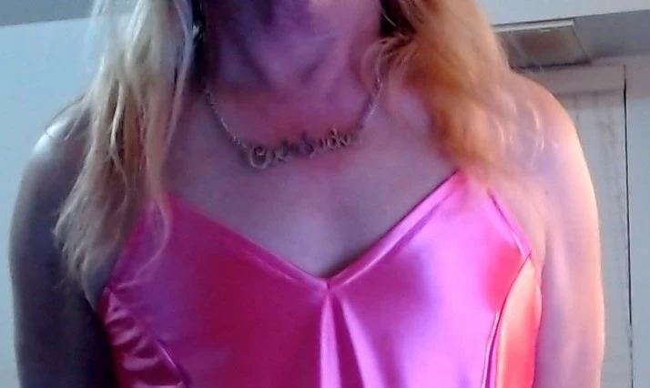 Sissy Slut Ashley Jolene Modeling a Pink Mini Dress #2