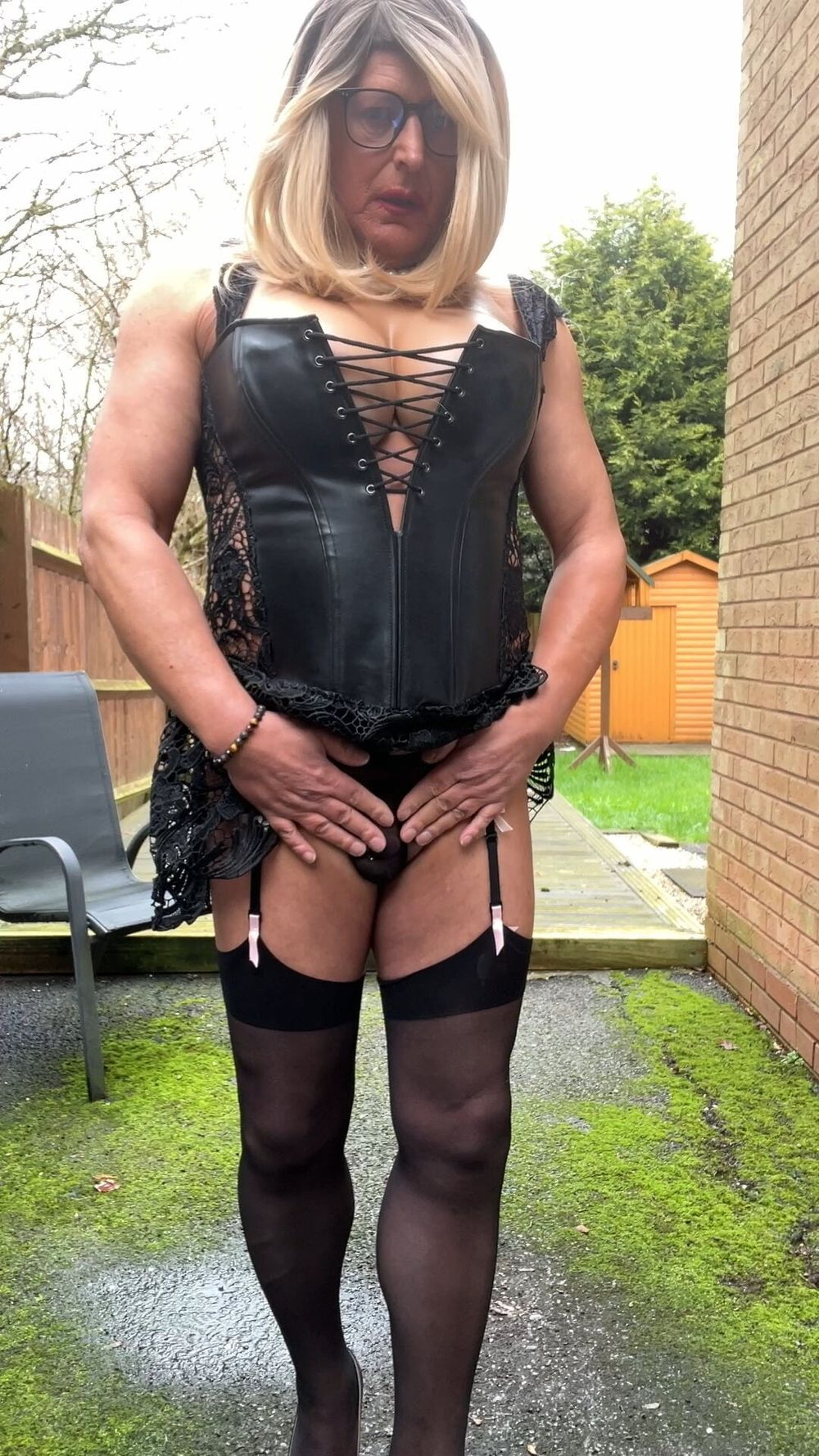 Amateur crossdresser Kellycd2022 sexy milf in black pvc #51