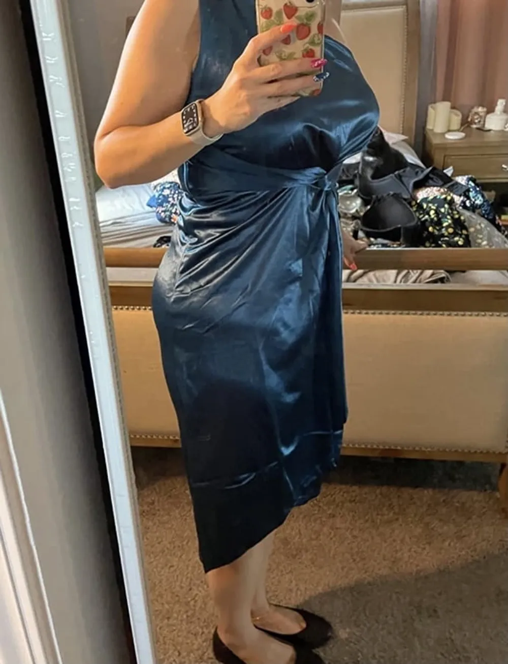 Blue satin dress 