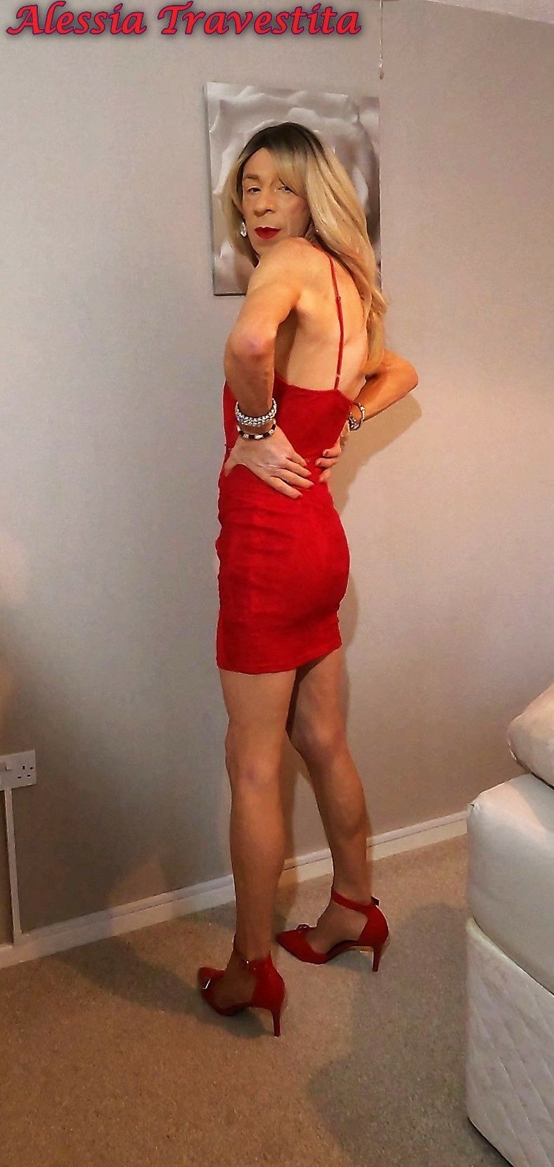 66 Alessia Travestita in Red Velvet Dress #10