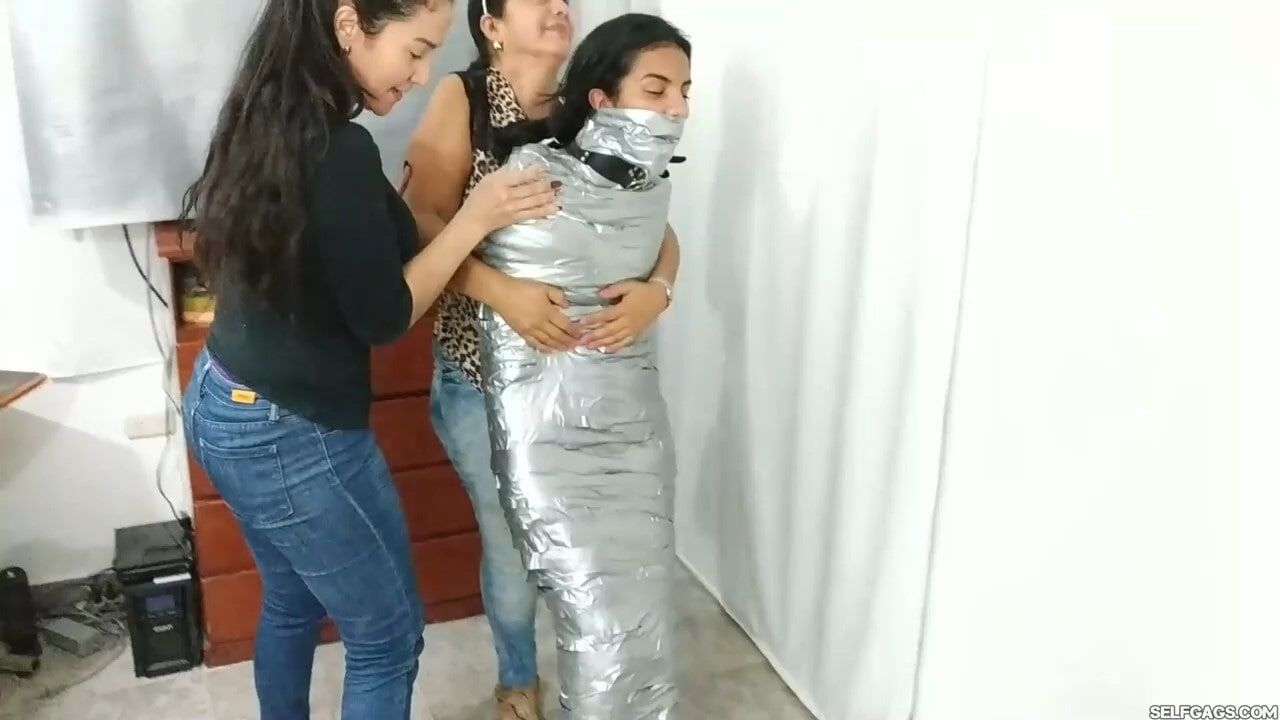 Heavily Duct Tape Mummified By Crazy Bondage Women #37