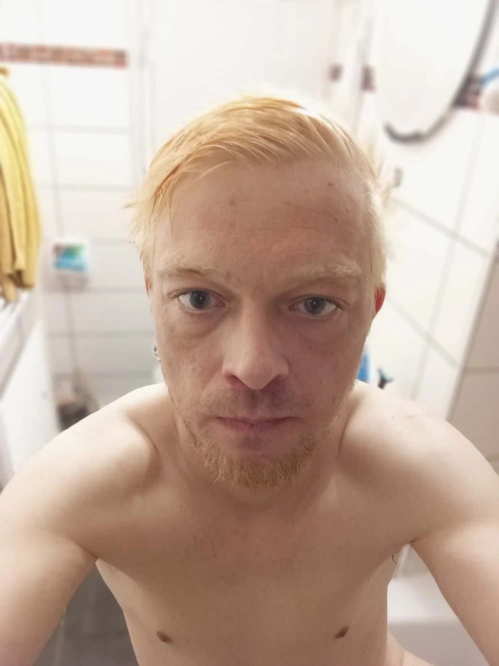 Naked with big and great cock in the bathroom #5