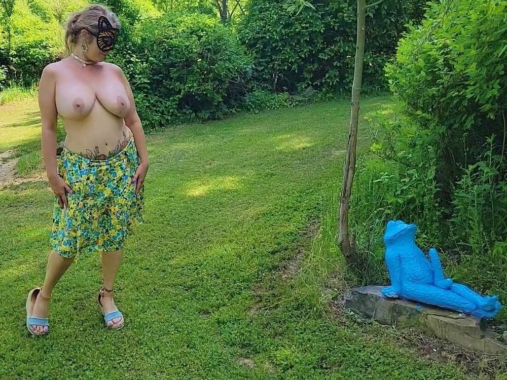 Mommy&amp;amp;#039;s Re-purposed Used Dildos.  Hugh-Titted Garden Walk #16