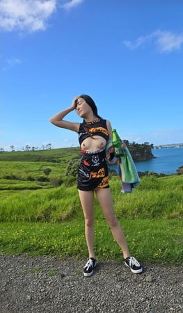 Misstaiwan nature nude walk in beautiful New Zealand 