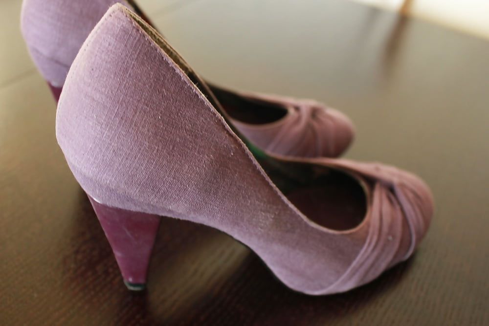 Violet heels, panties, bra, pantyhose #3