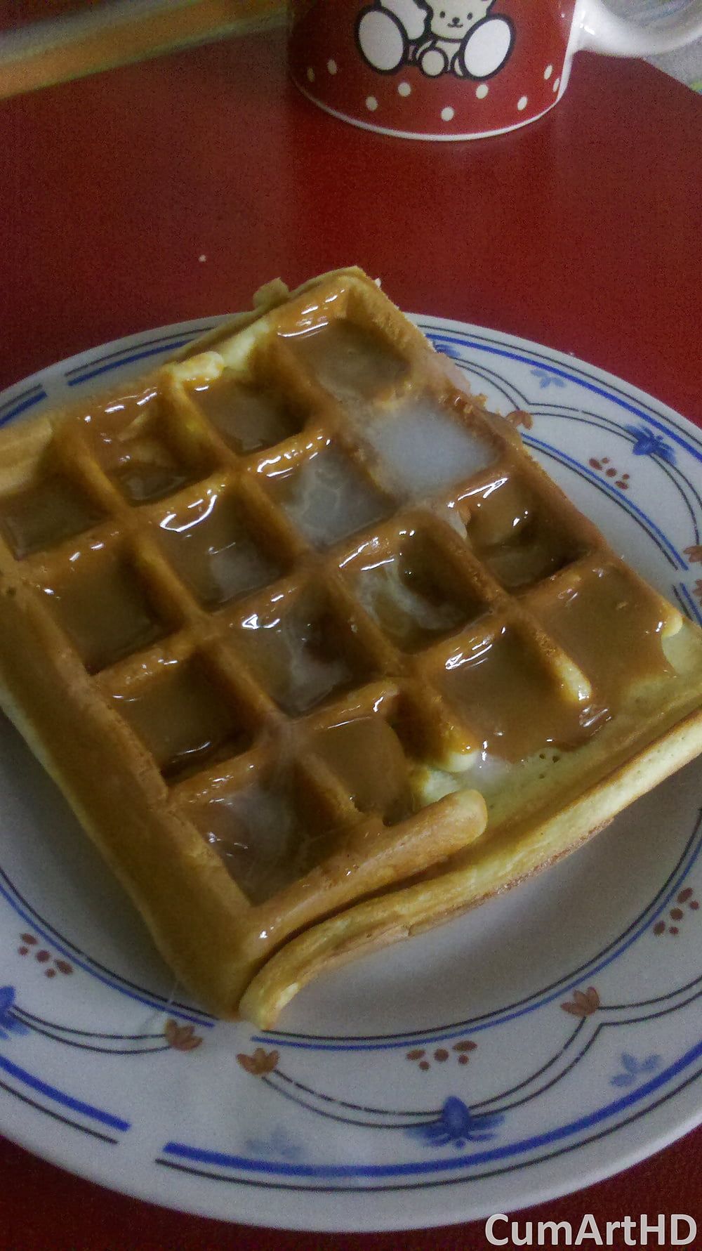 Cum on food! Waffle with milk caramel & cum (from 2012) #4