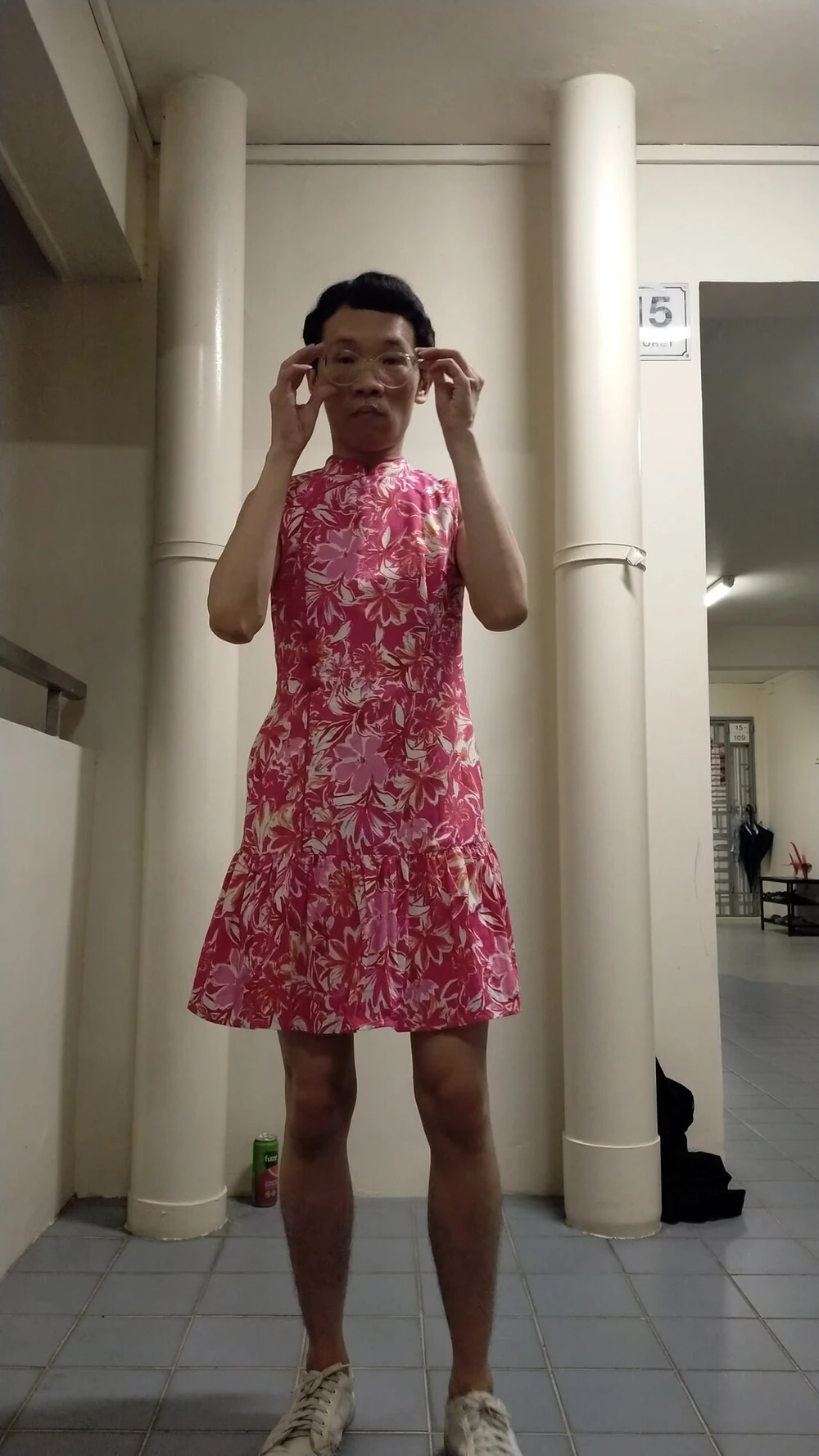 Secretly wearing someone CNY cheongsam dress. #5