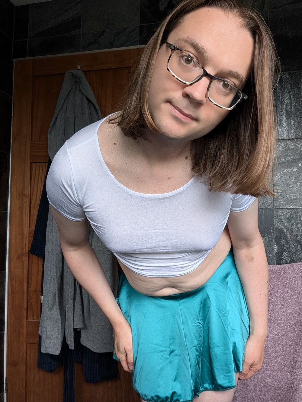 Sissy Crossdresser In Crop Top and Skirt #6