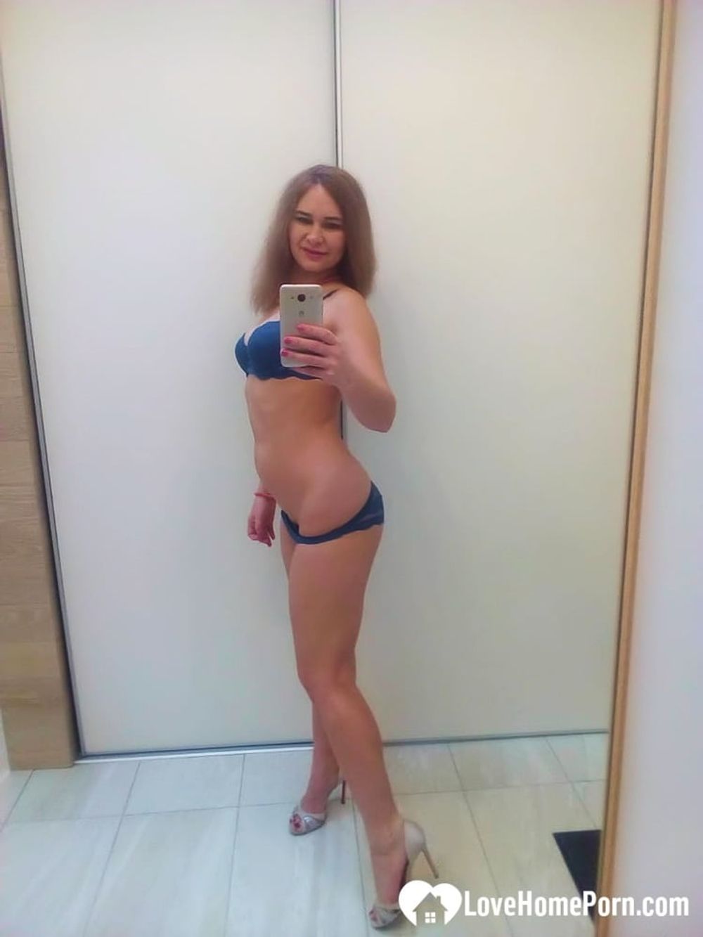 Taking selfies in my new blue lingerie #5