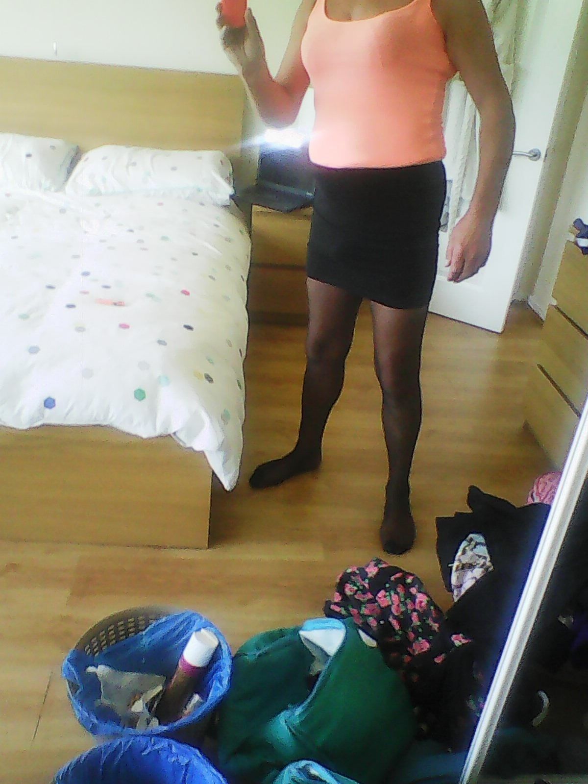 stockings and tight black mini skirt  #2