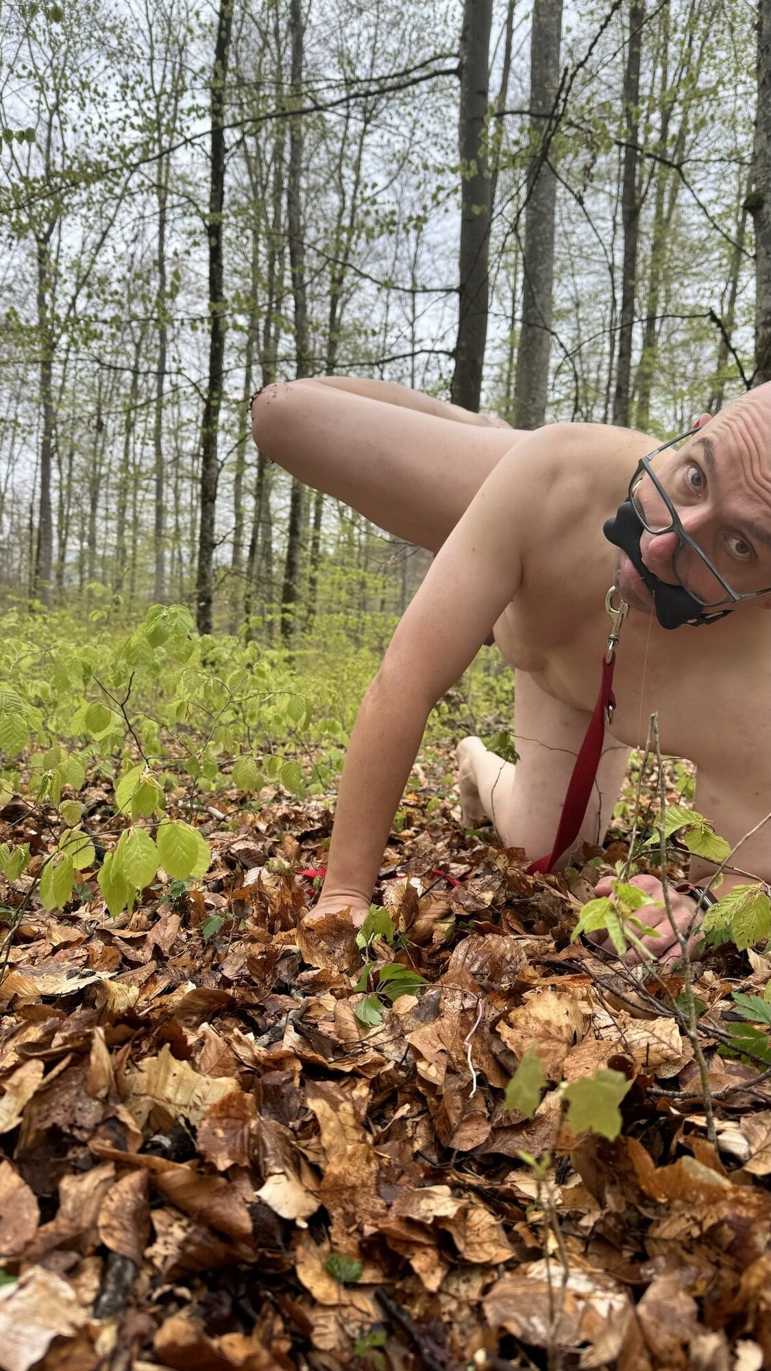 Slave whore naked in the forest #3