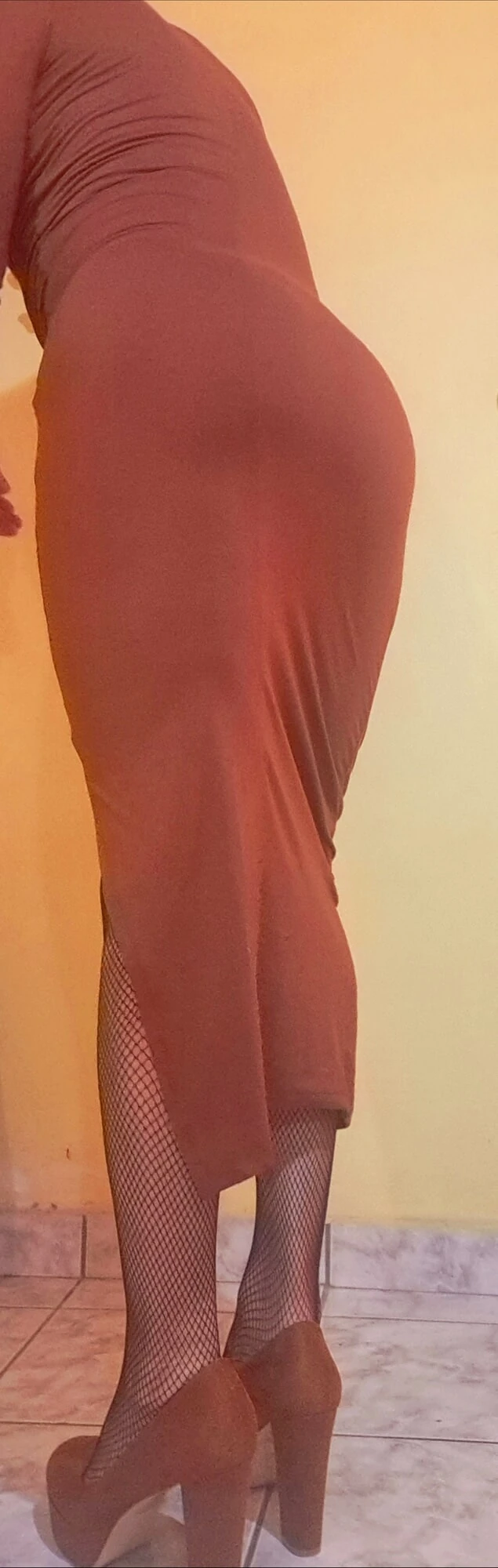 I put on my dress and heels and got ready for the hot threes #6