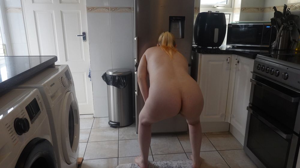 Naughty housewife cleaning in the kitchen #6