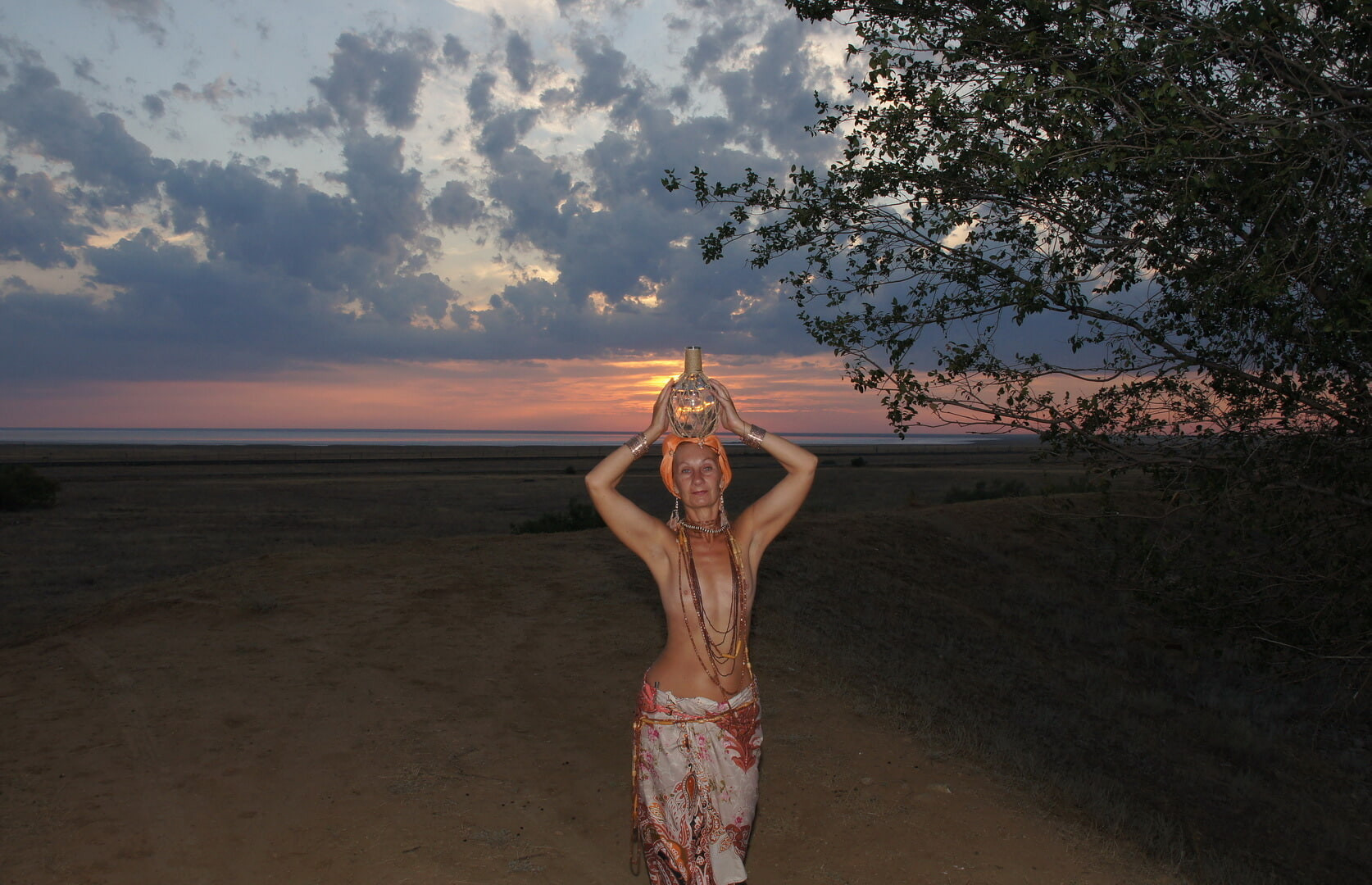 With a jug in the sunsetting sun #11