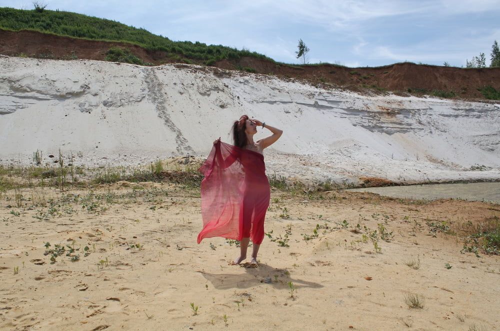 Red Shawl ad White Sand #39