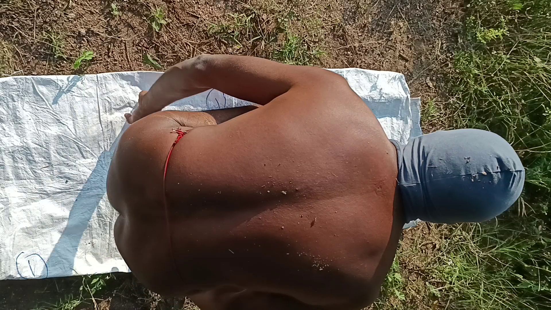 Very Sexy Indian Man Cumshot at Outdoor Field, Top View, Aer #43