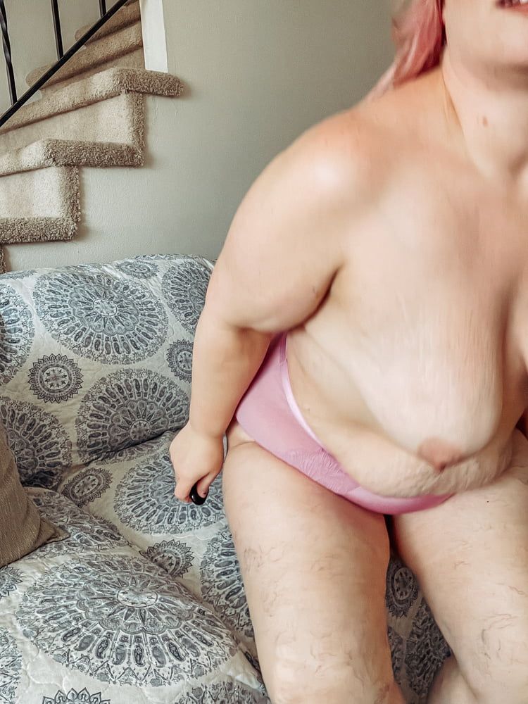 BBW Pink Panties on the couch spread for your enjoyment #11