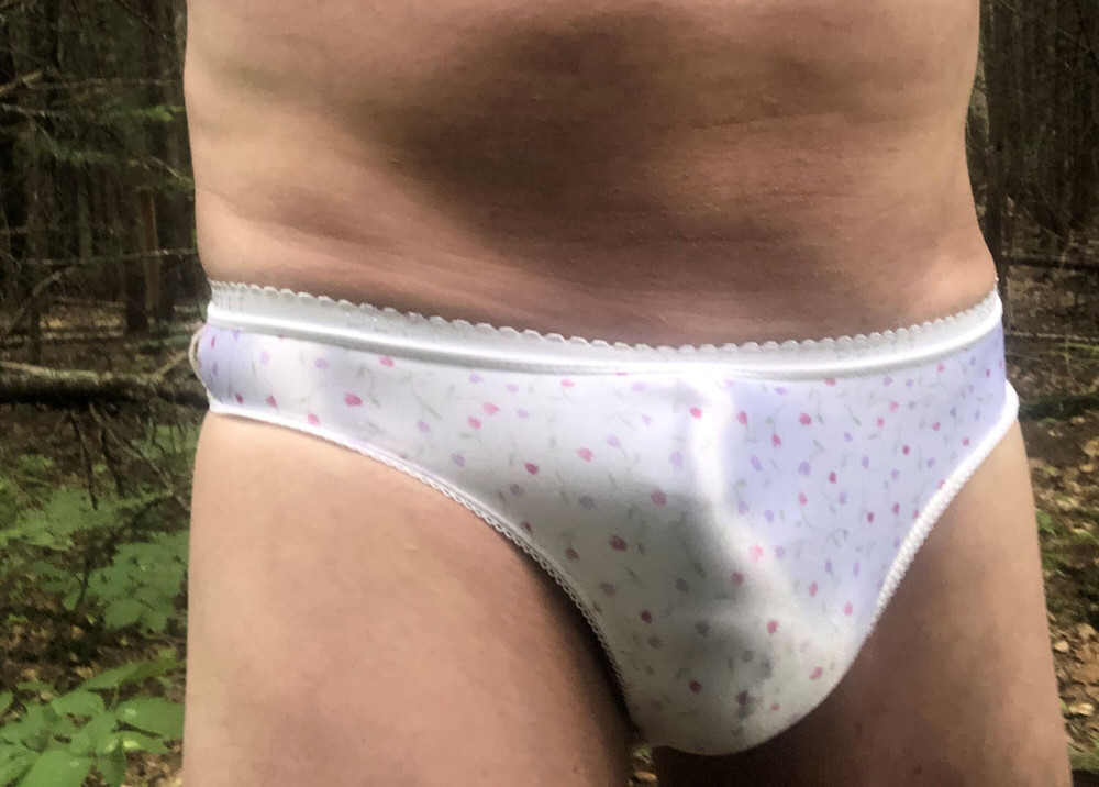 Satin panties in the woods #3