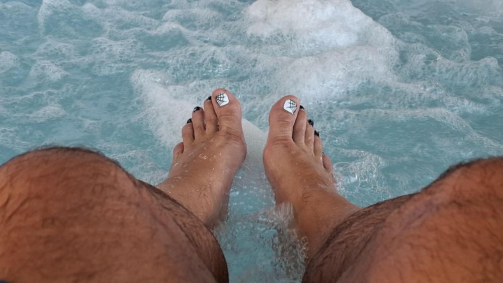 My wet steamy pedicured feet #16