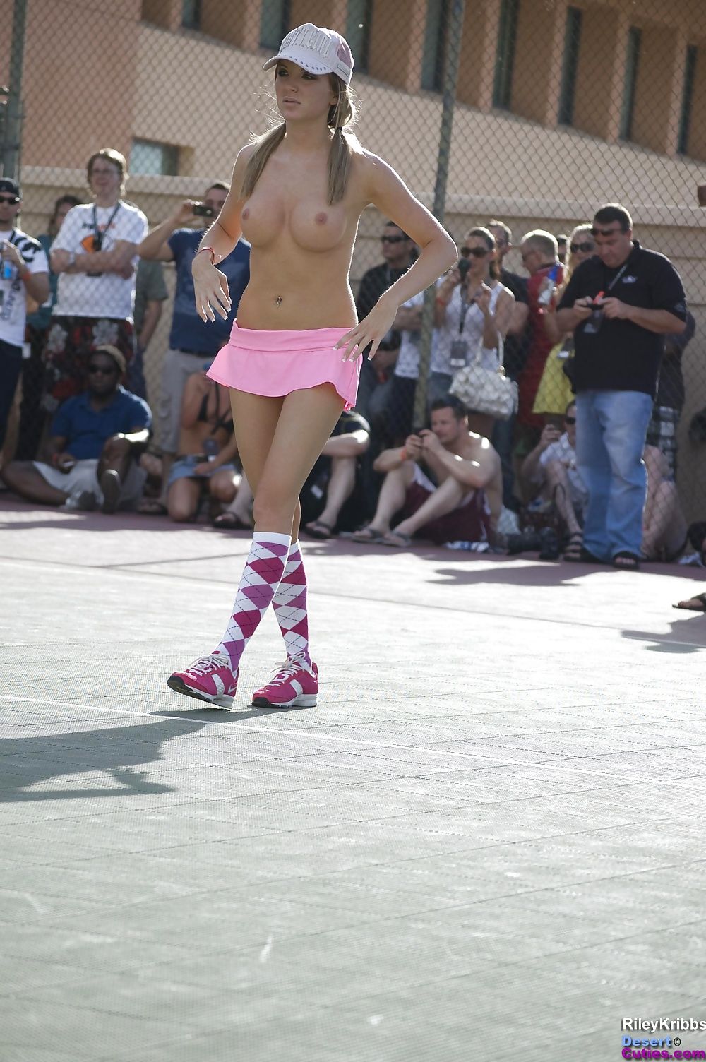 Naked girls playing dodgeball outdoors #21
