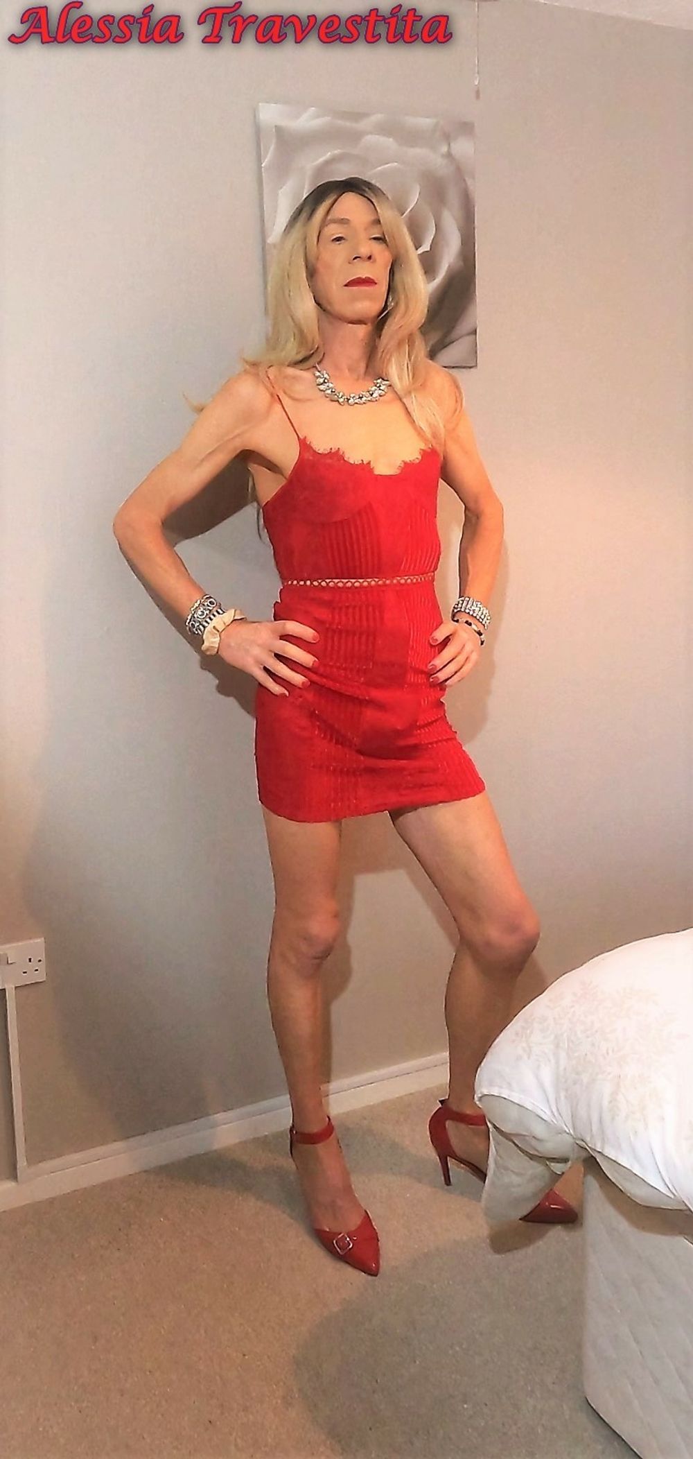 66 Alessia Travestita in Red Velvet Dress #5