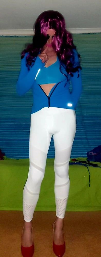 White pants and blue top #20