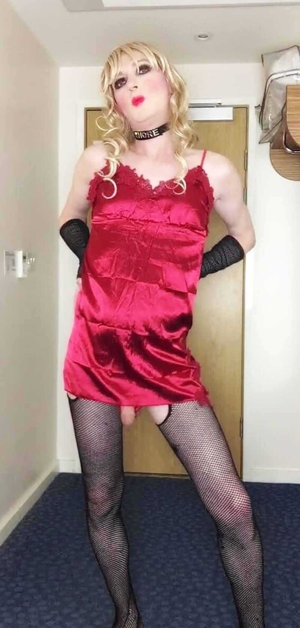 Skanky sissy in red dress #19