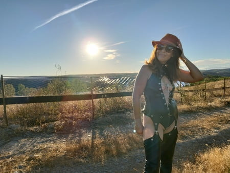 MY WIFE WALKING AROUND THE RANCH