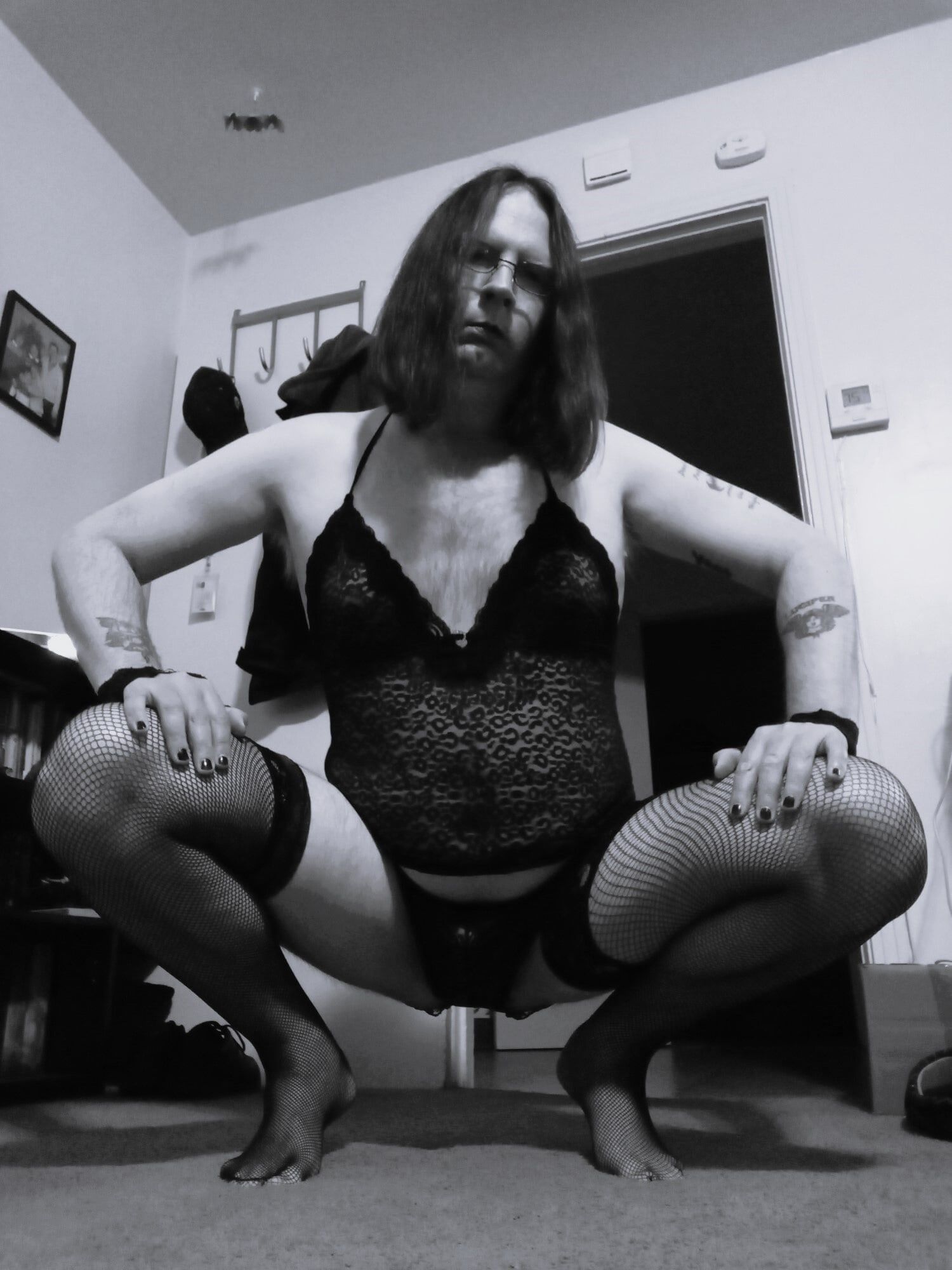 exposed sissy in black and white #15