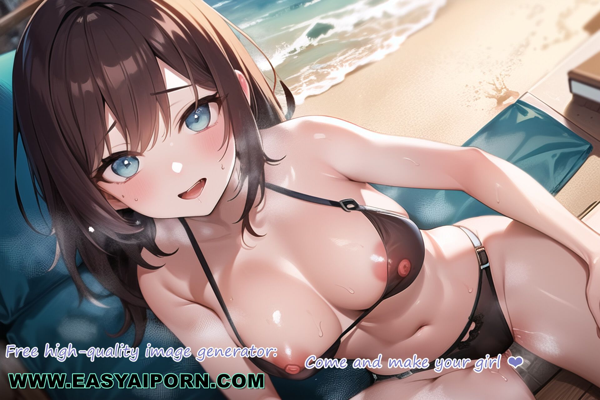 Hot Big Tits Anime Bikini Teens On Beach #5