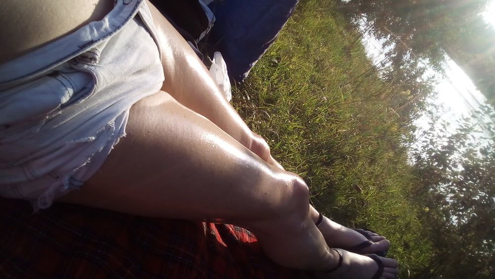 At the lake in my shorts. #6