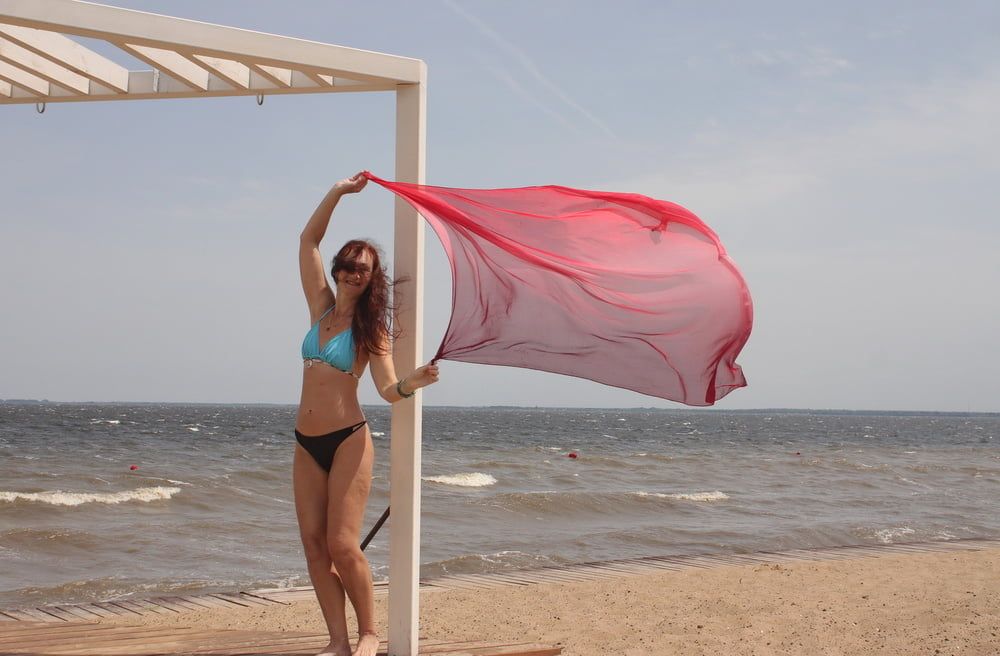 Red Shawl on windy weather #31