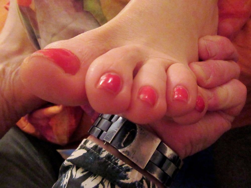 Cindys hot feet and red painted  toes 2