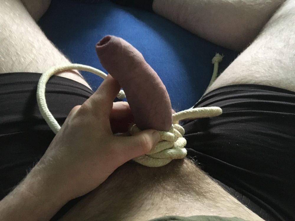 Hairy Cock And Ball Bondage With Rope #5