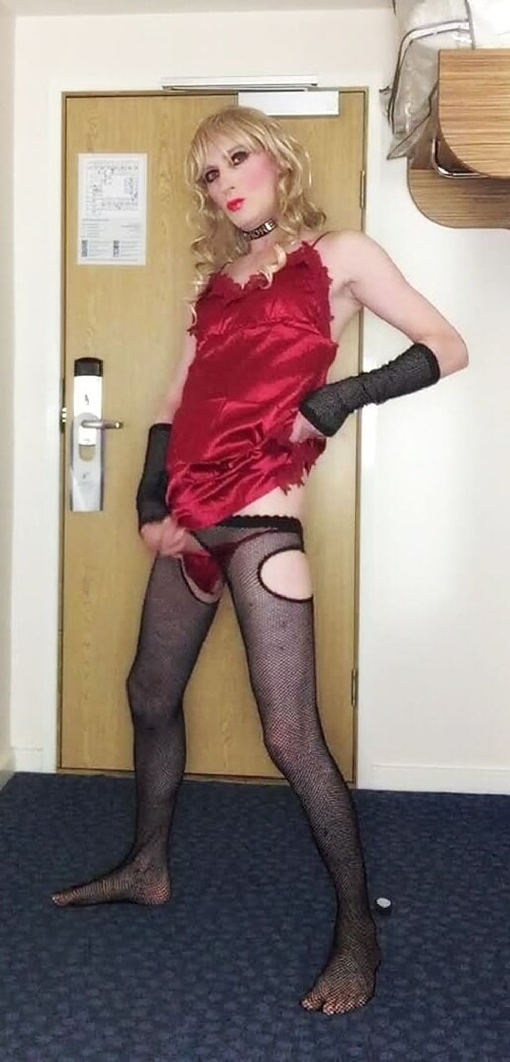 Skanky sissy in red dress #37