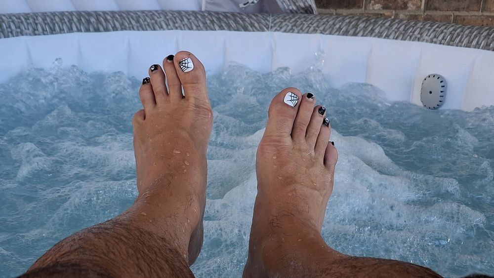 My wet steamy pedicured feet #9