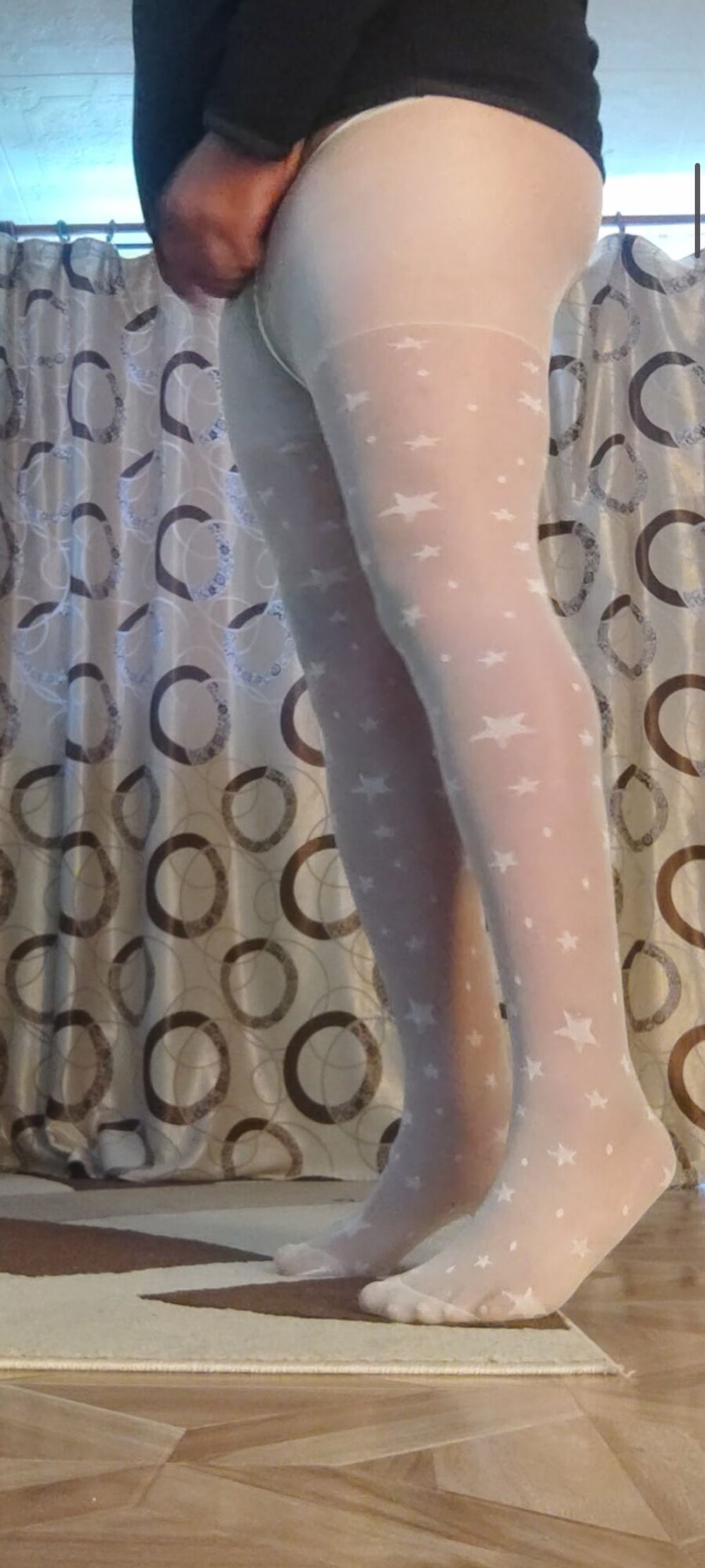 Teen white pantyhose with stars #27