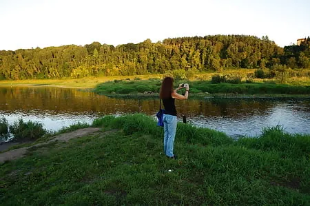 upon volga river golden evening         